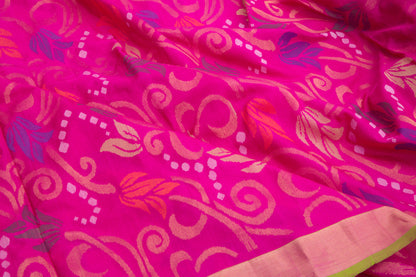 Uppada Silk Jamdani Jaal Pink Saree