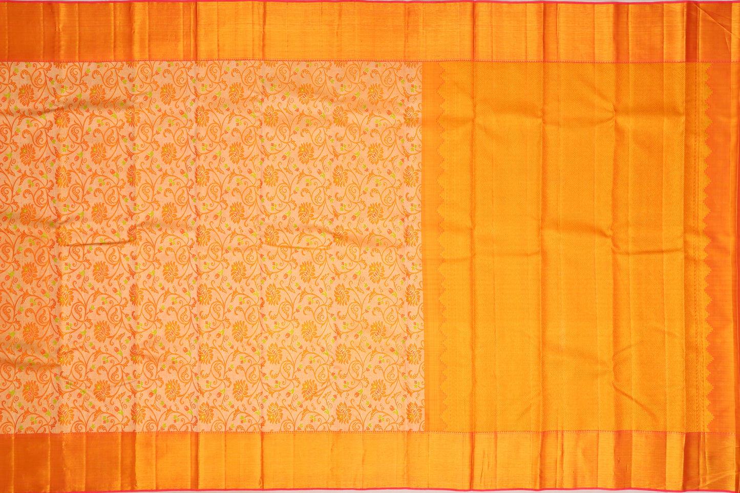 Kanchipuram Silk Tissue Jaal Orange Saree
