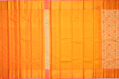 Kanchipuram Silk Tissue Jaal Orange Saree