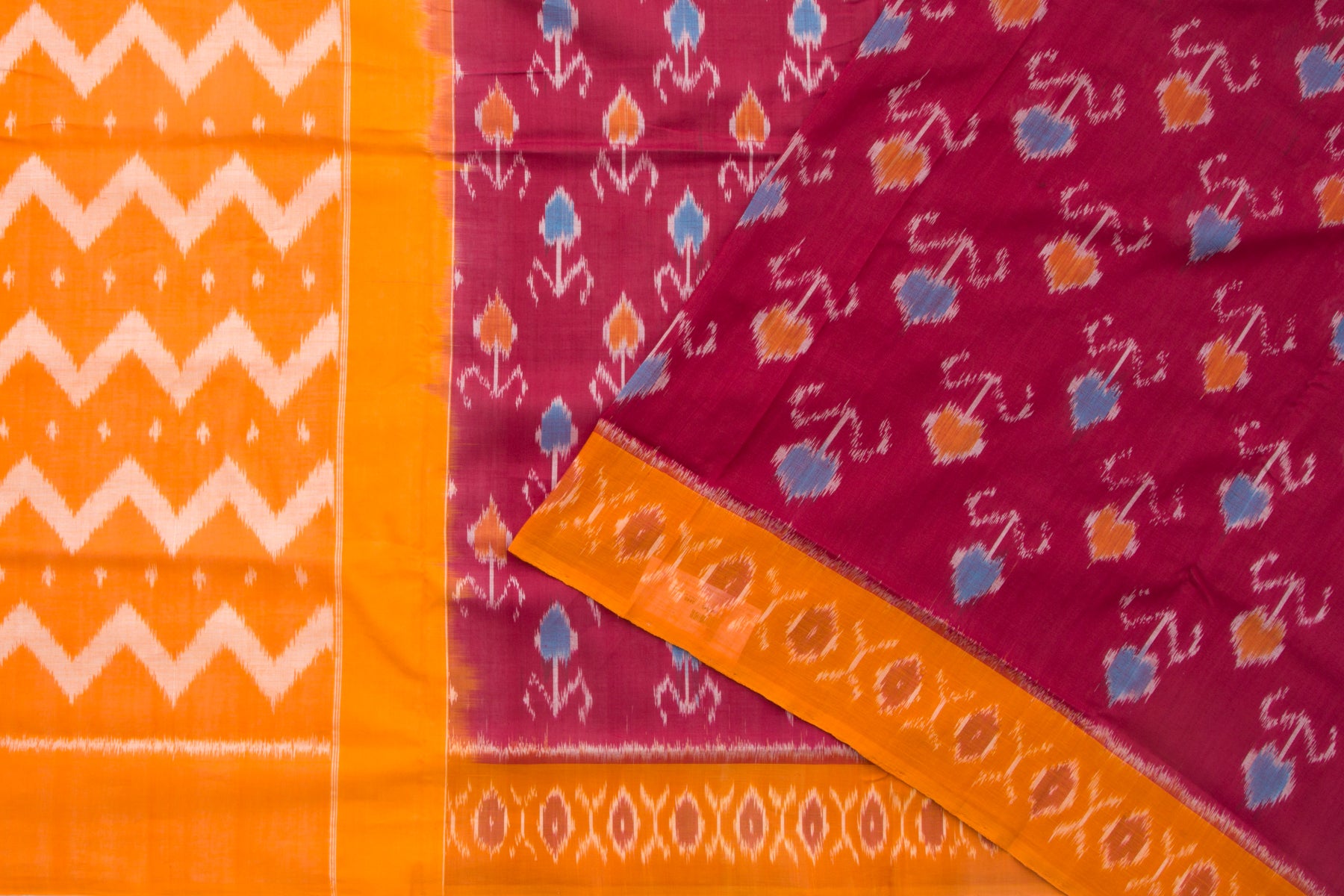 Pochampally Cotton Ikat Maroon Saree/5092618_2.jpg