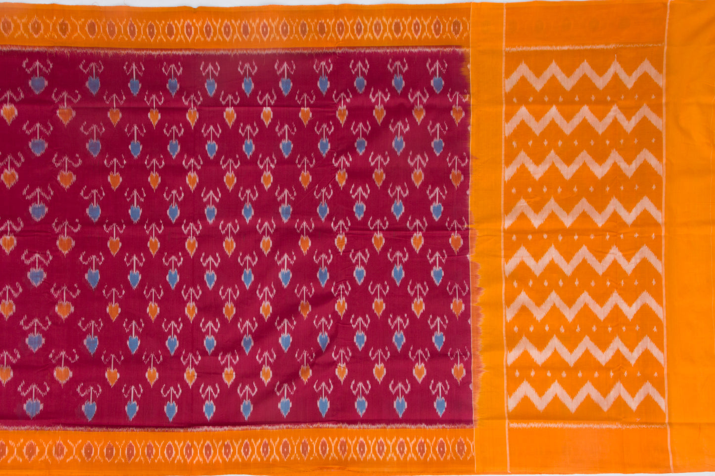 Pochampally Cotton Ikat Maroon Saree