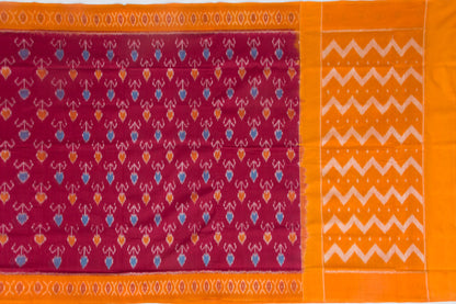 Pochampally Cotton Ikat Maroon Saree