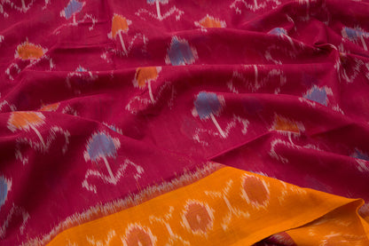 Pochampally Cotton Ikat Maroon Saree
