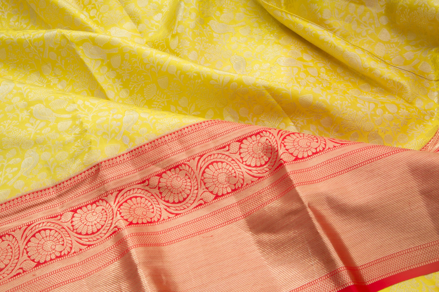 Kanchipuram Silk Brocade Yellow Saree