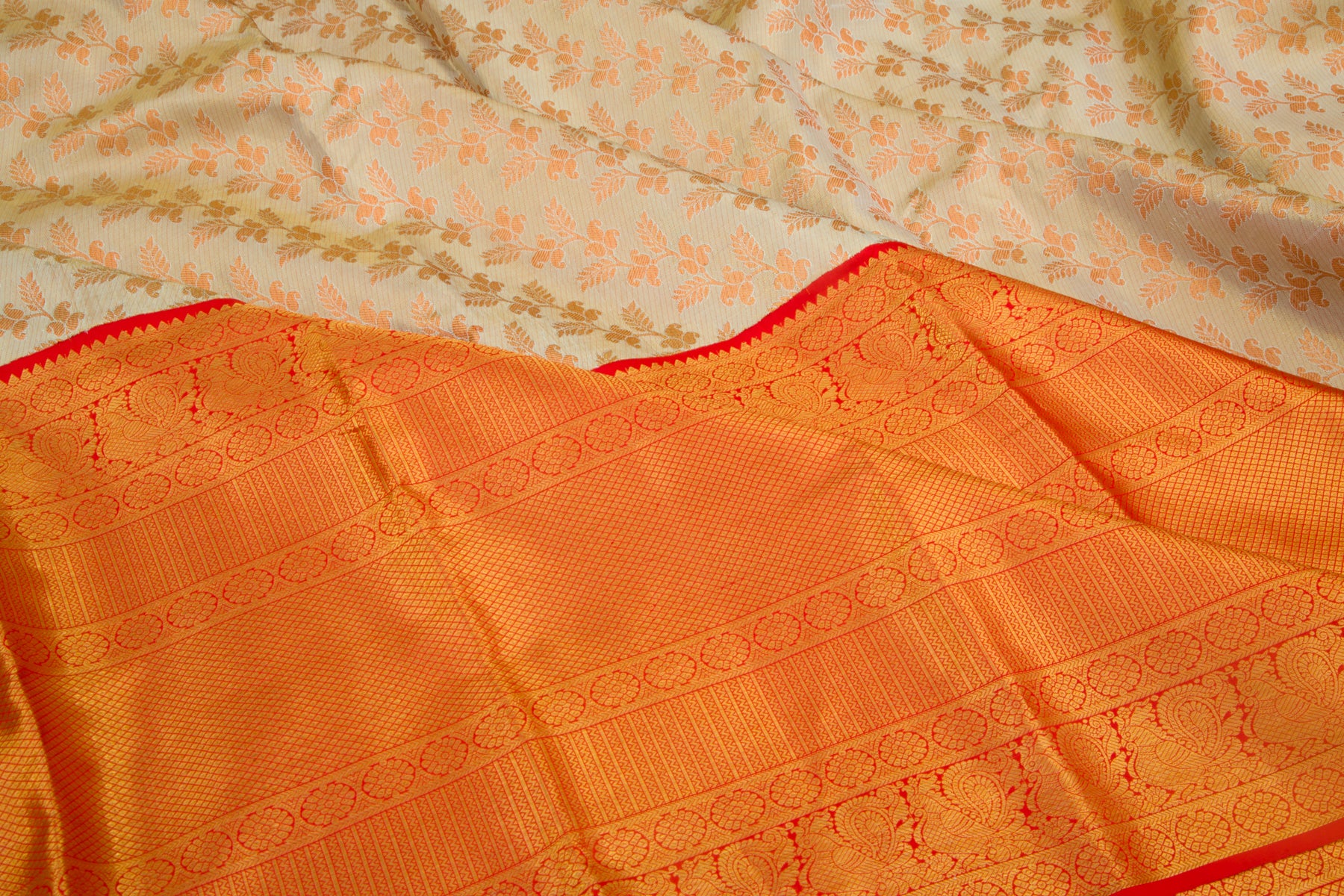 Kanchipuram Silk Tissue Brocade Gold Saree