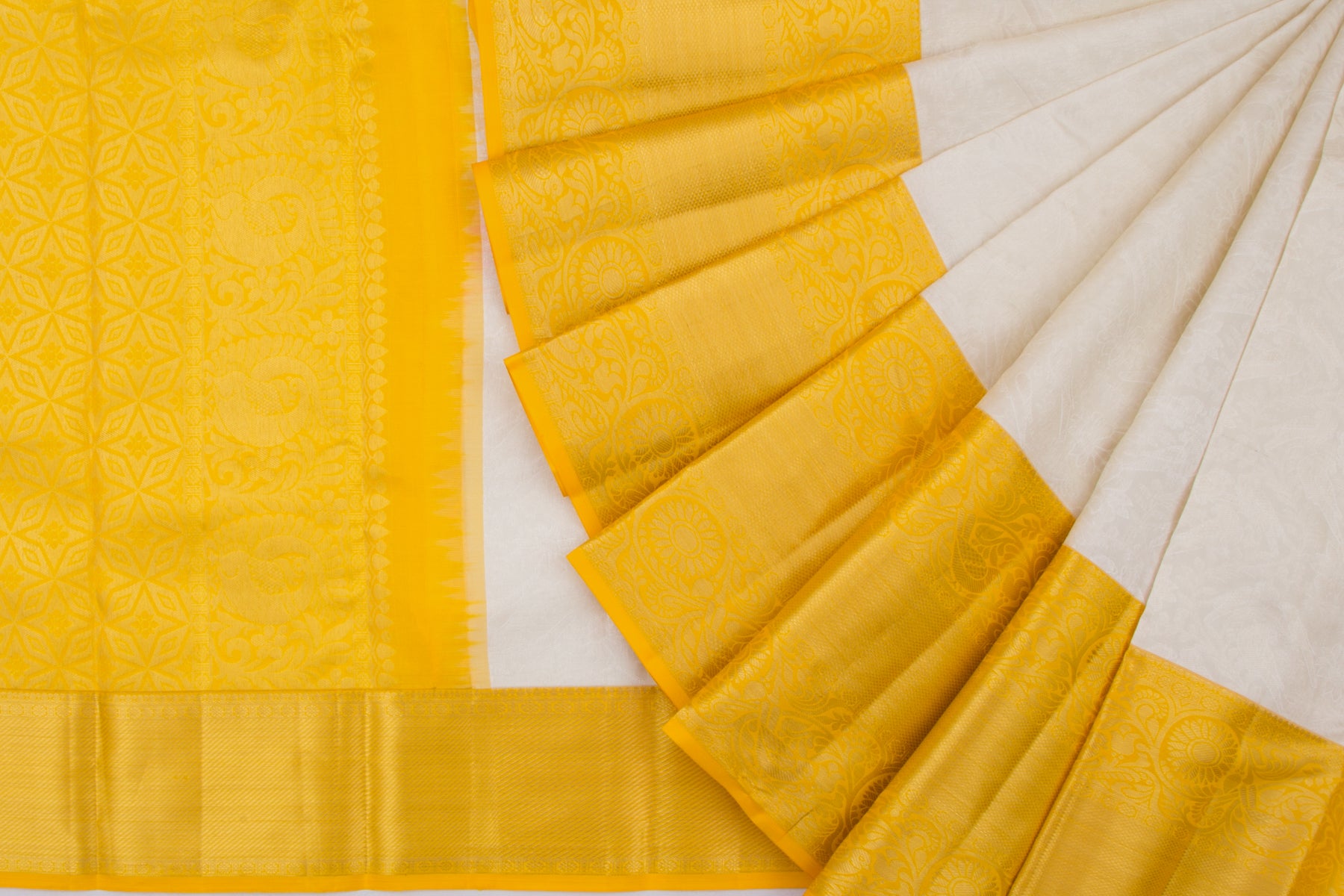 Kanchipuram Silk Brocade White Saree