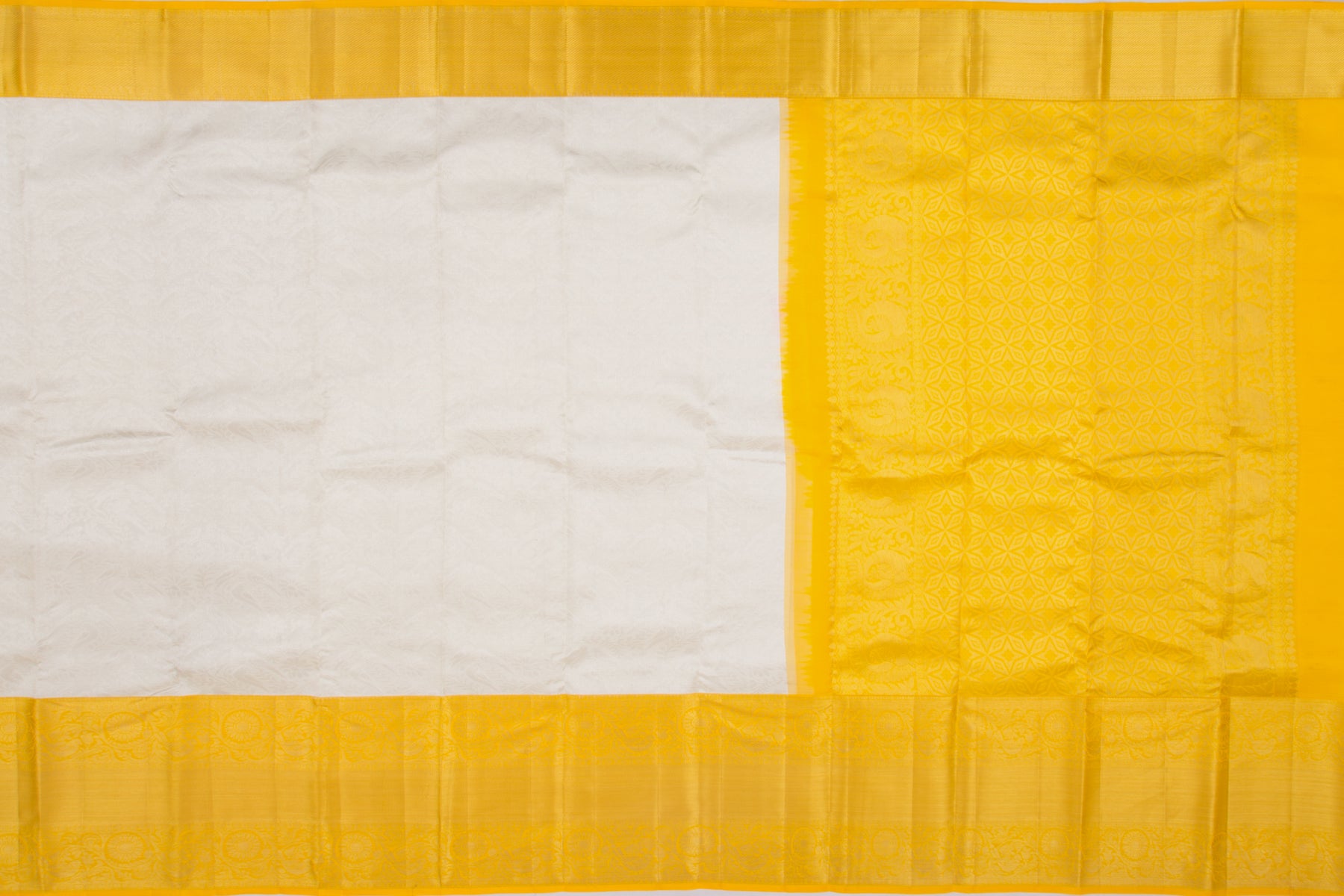 Kanchipuram Silk Brocade White Saree