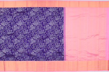Kanchipuram Silk Jaal Dark Blue Saree