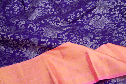 Kanchipuram Silk Jaal Dark Blue Saree