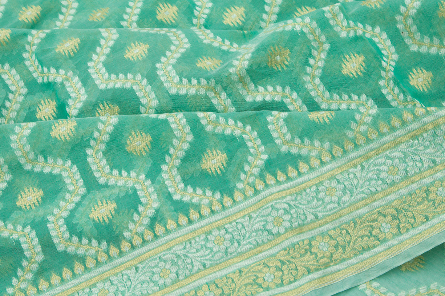 Banarasi Cotton Brocade Green Saree