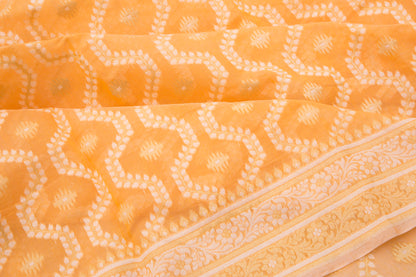 Banarasi Cotton Brocade Orange Saree