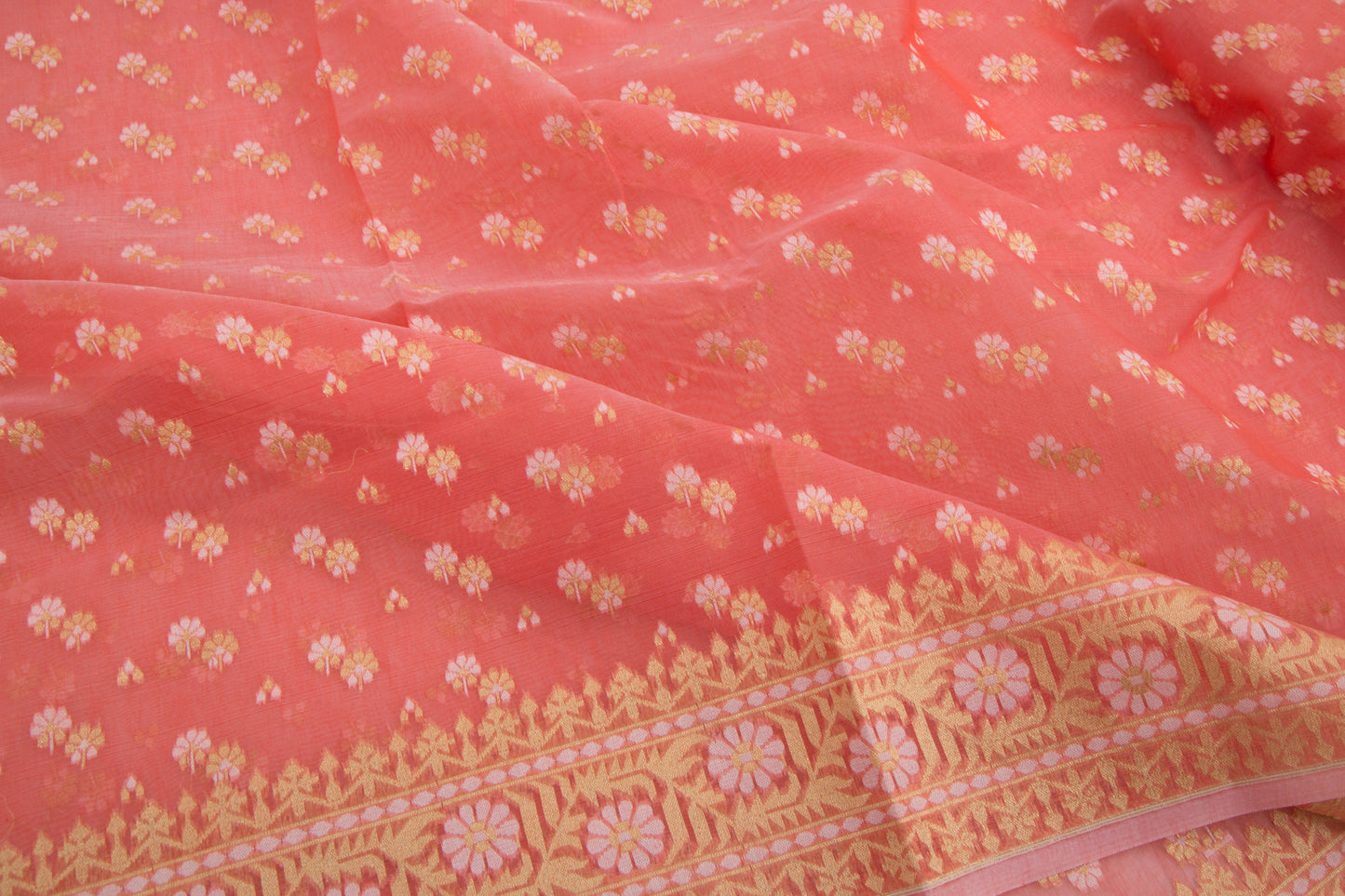 Organza Butta Peach Saree