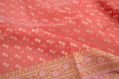 Organza Butta Peach Saree