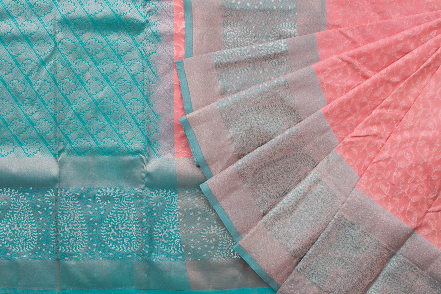 Kanchipuram Silk Jacquard Pastel Pink Saree