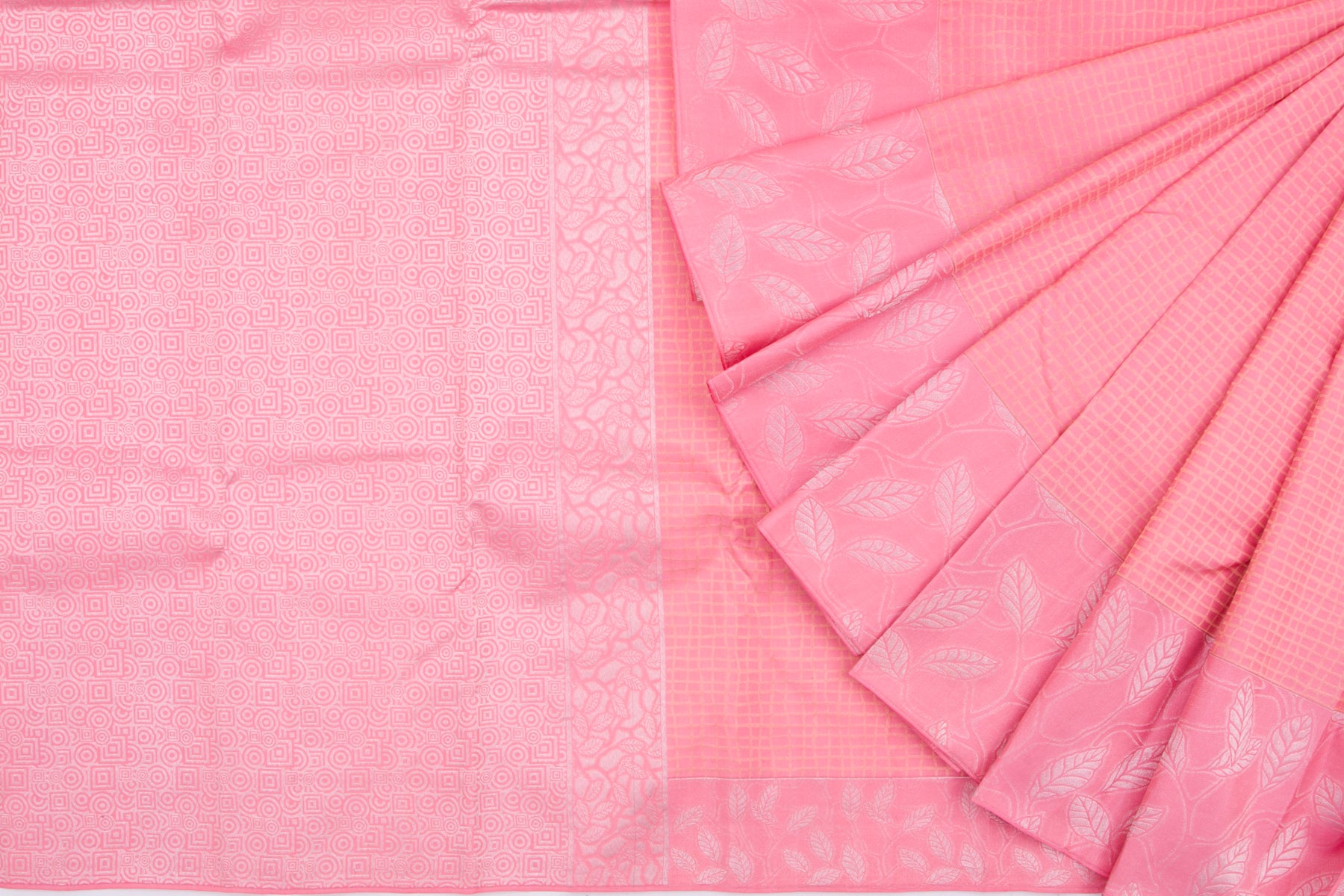 Kanchipuram Silk Checks Pink Saree