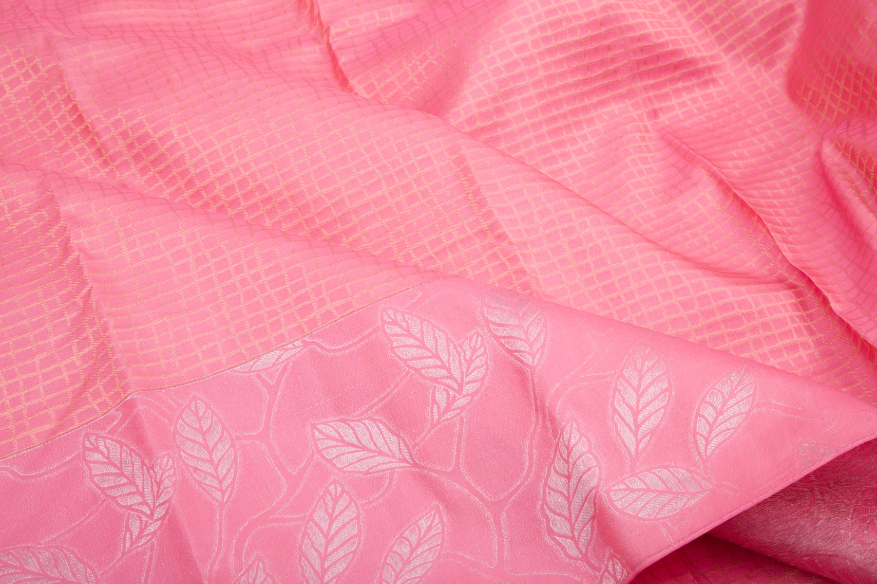 Kanchipuram Silk Checks Pink Saree