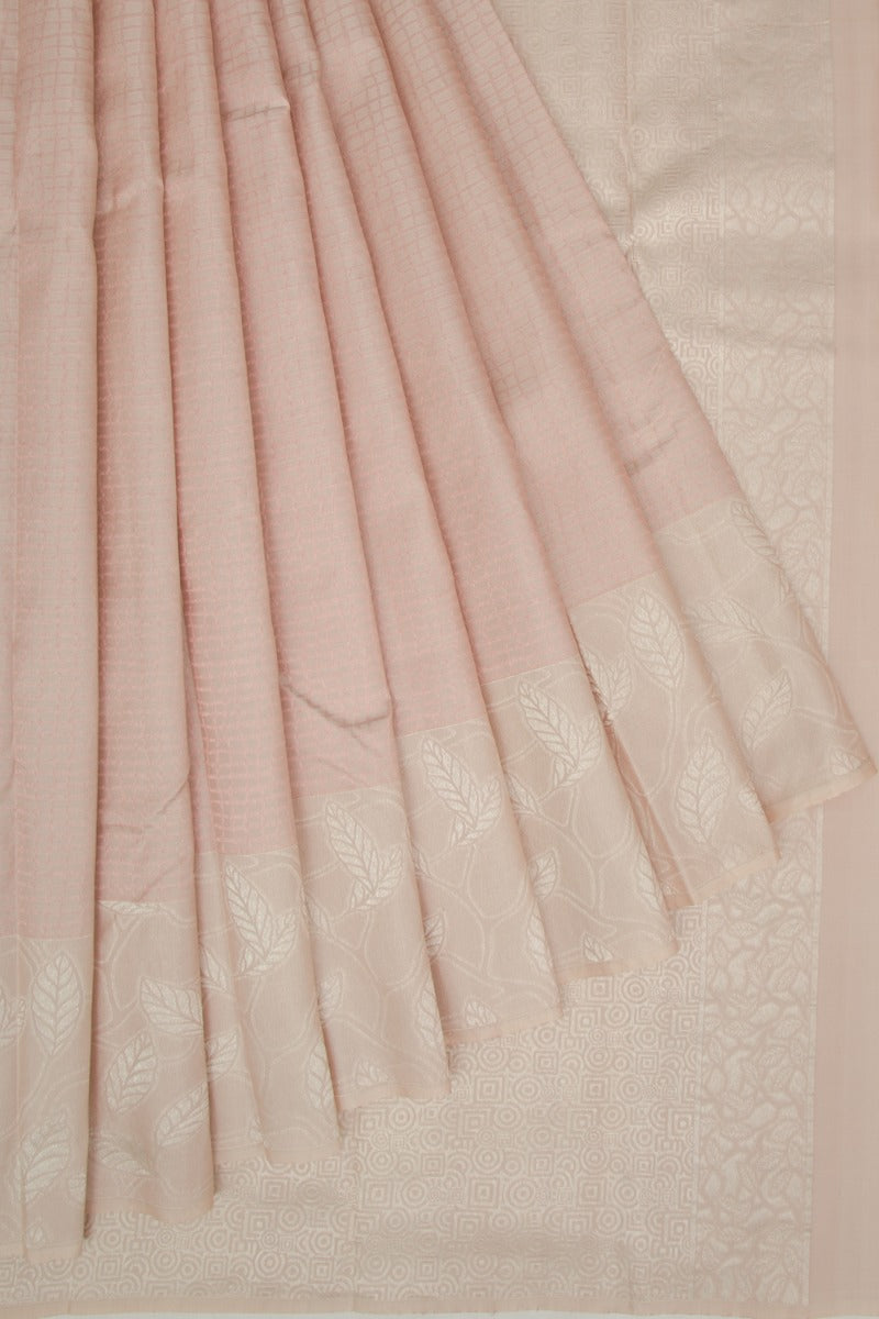 Kanchipuram Silk Checks Beige Saree