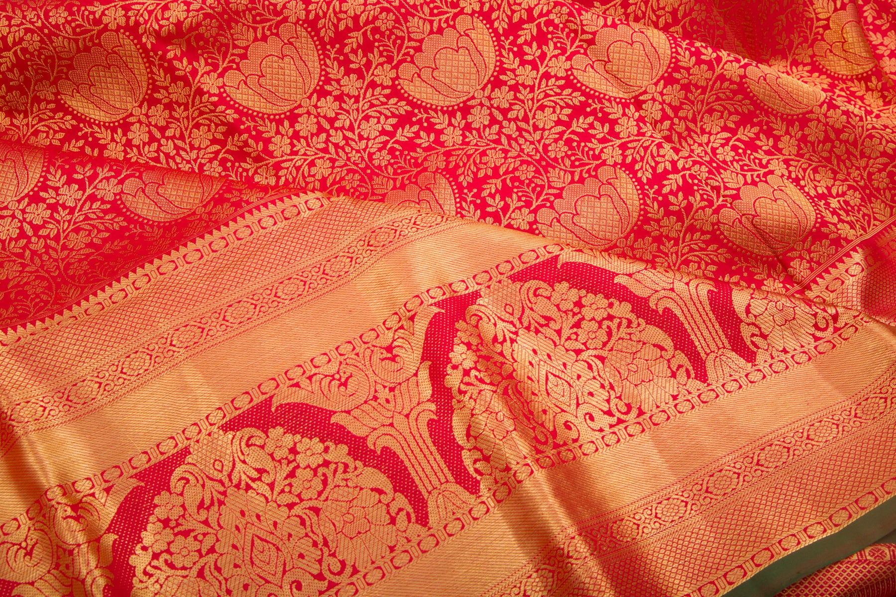Kanchipuram Silk Jaal Red Saree