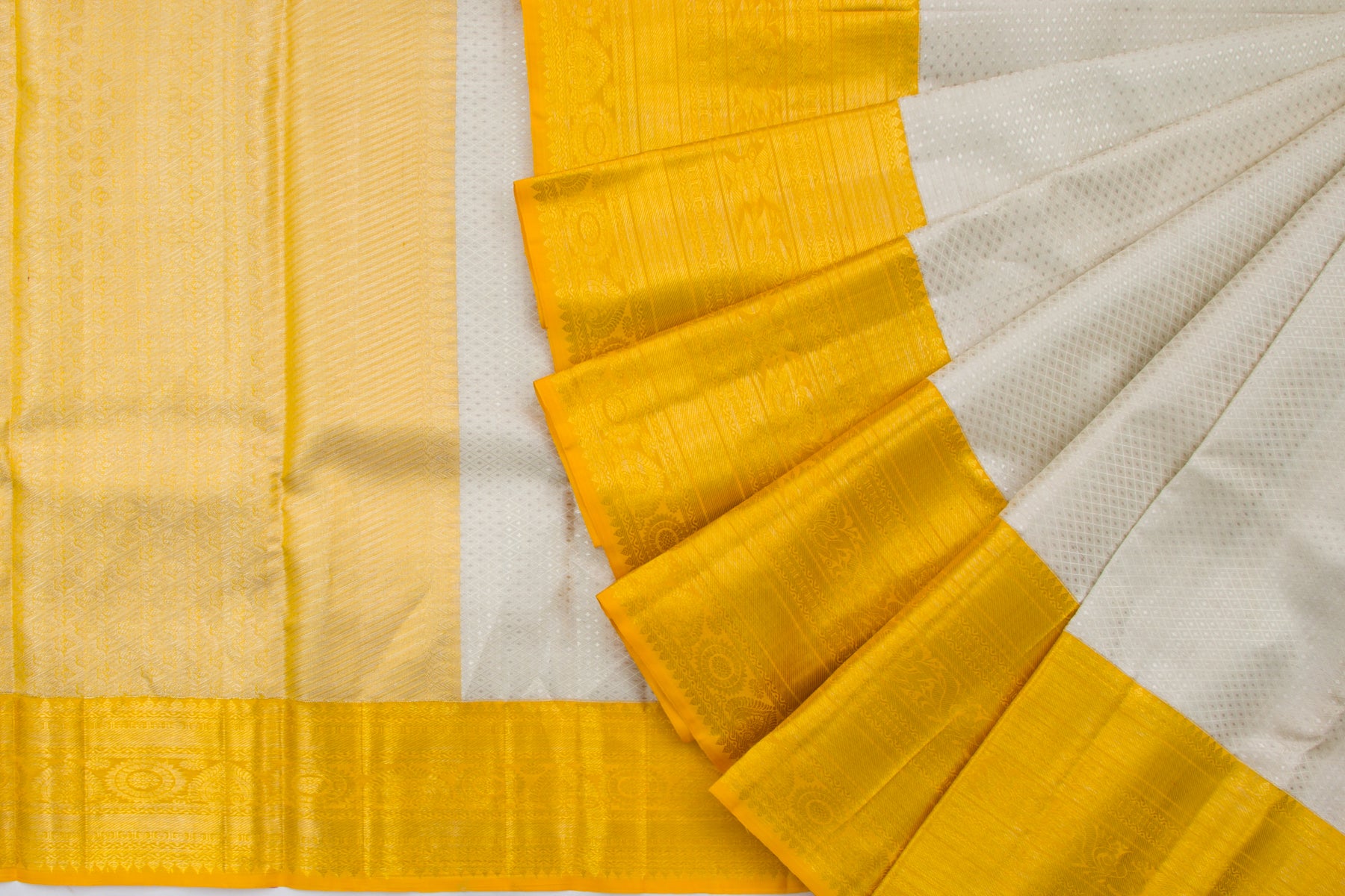 Kanchipuram Silk Jacquard Cream Saree