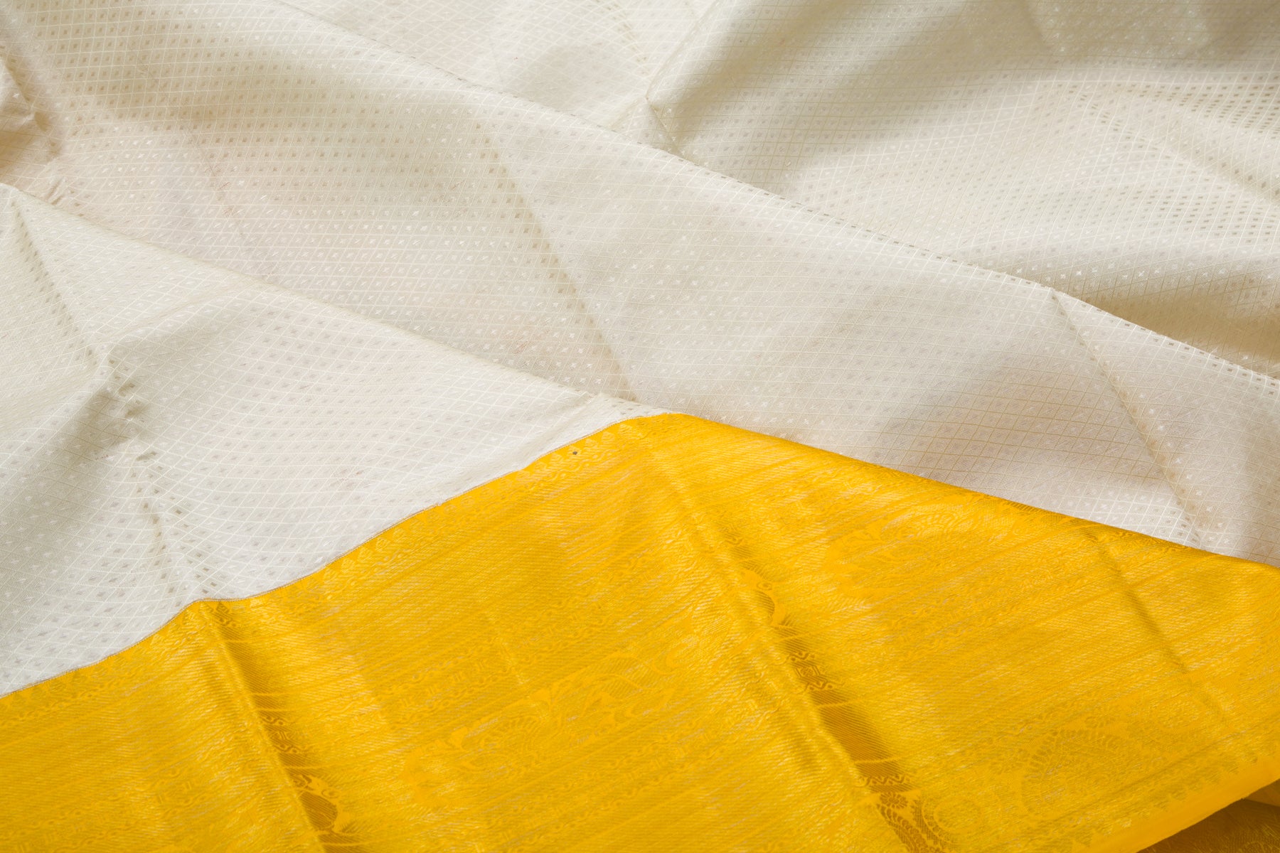 Kanchipuram Silk Jacquard Cream Saree