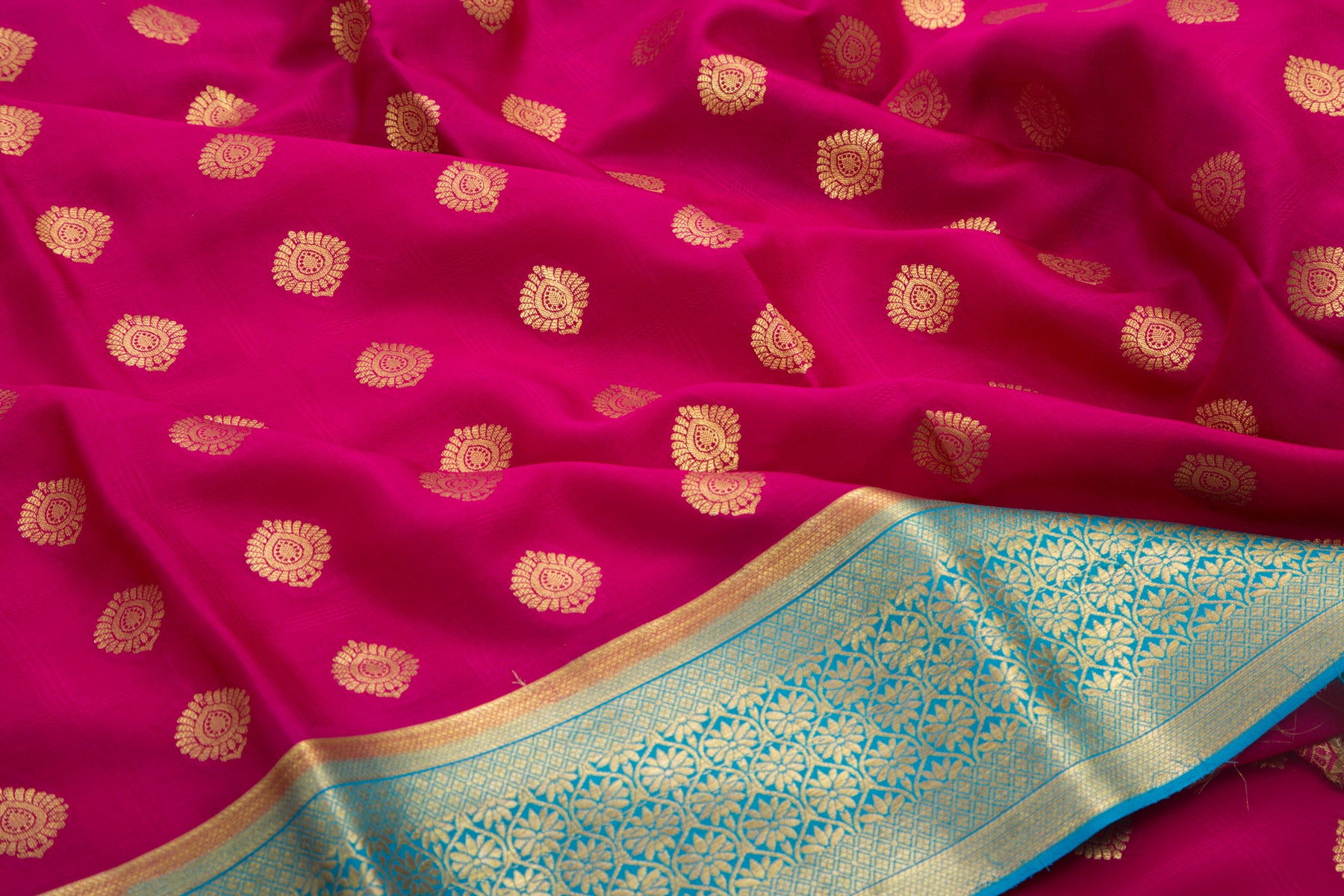 Binny Silk Jacquard Checks And Butta Pink Saree