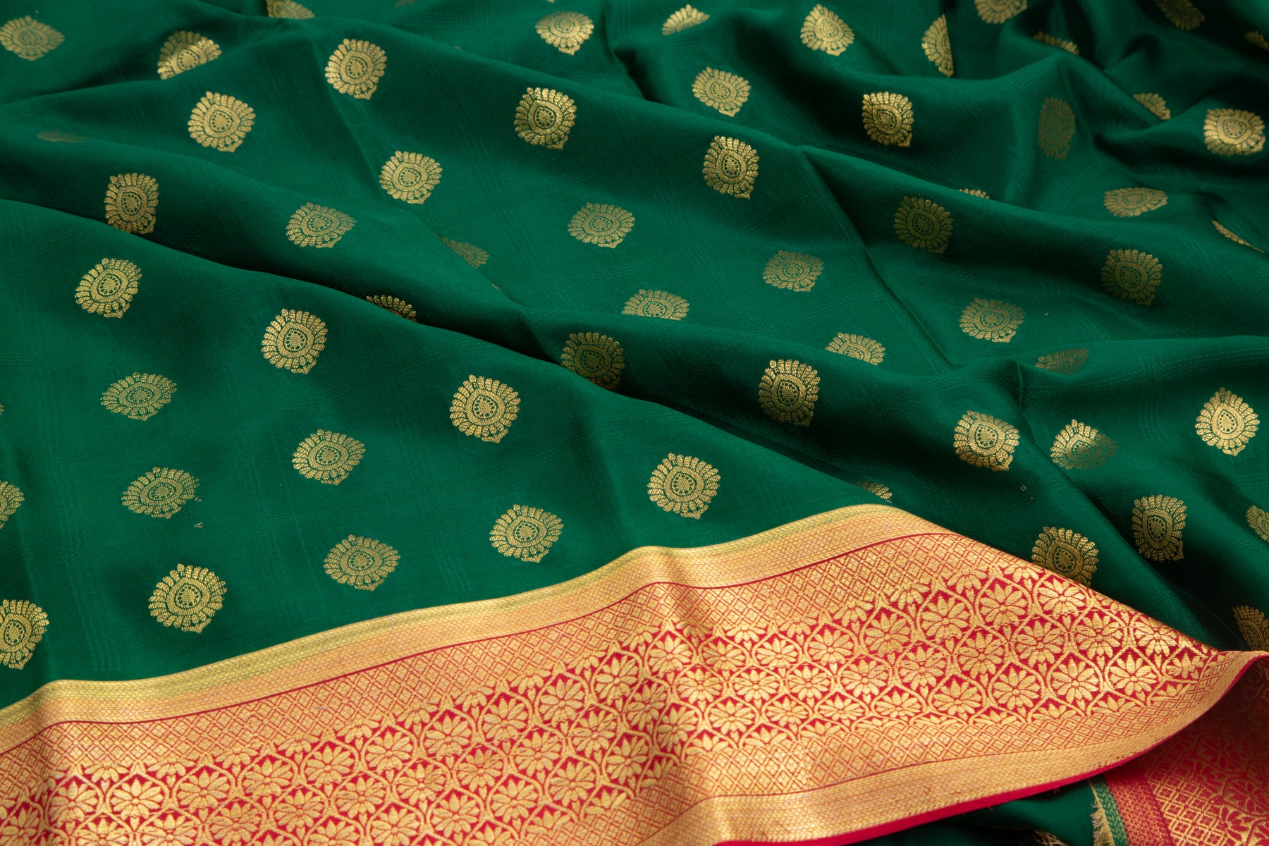 Binny Silk Butta Dark Green Saree