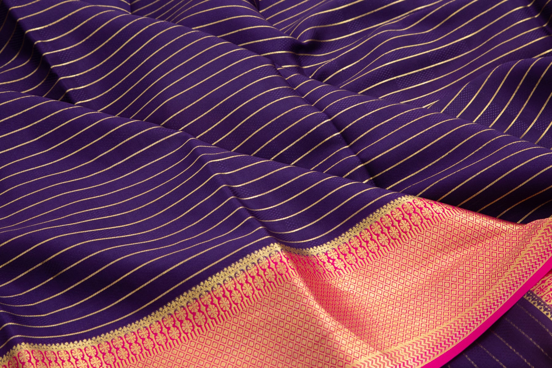 Binny Silk Horizontal Lines Violet Saree
