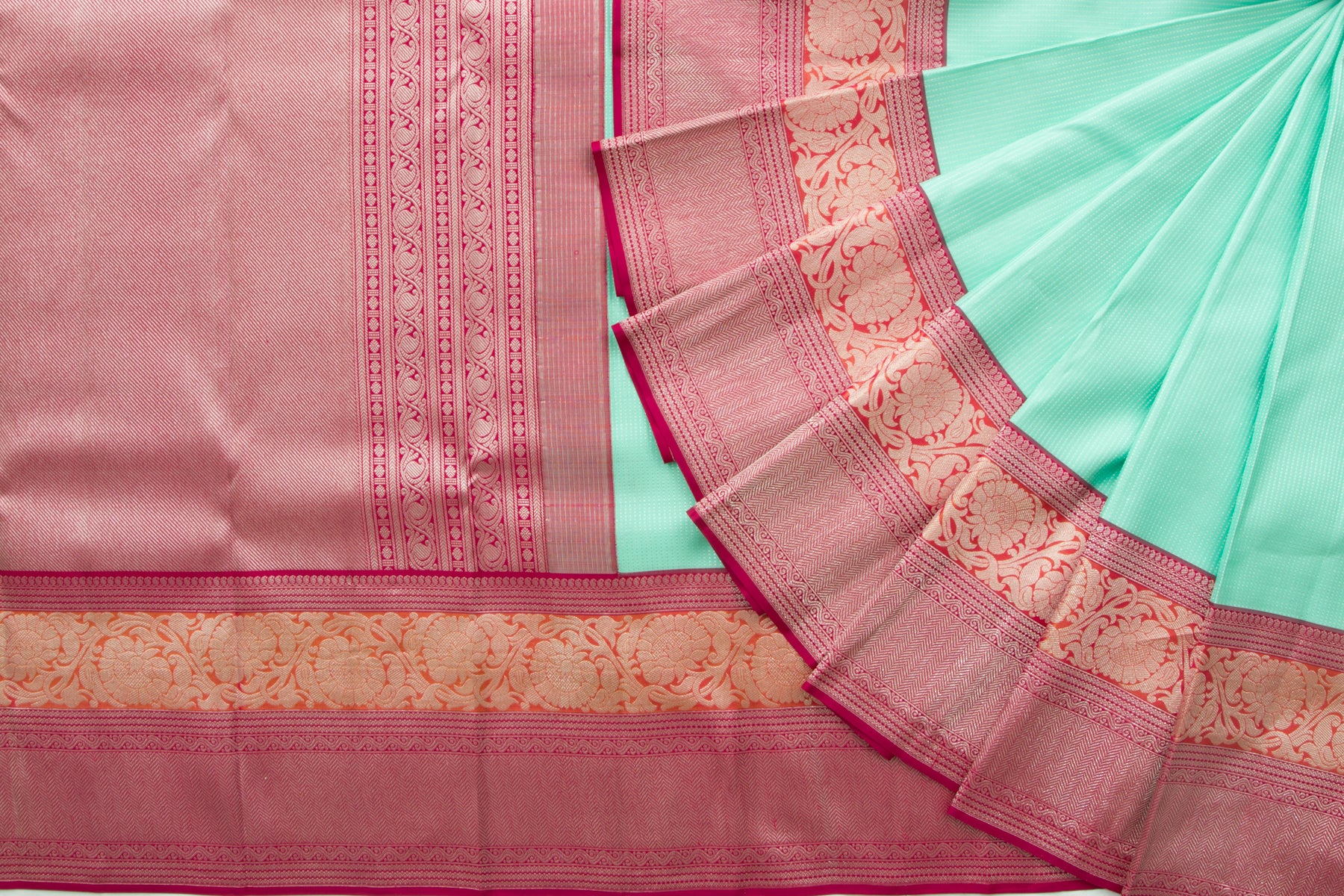 Kanchipuram Silk Brocade Sea Green Saree