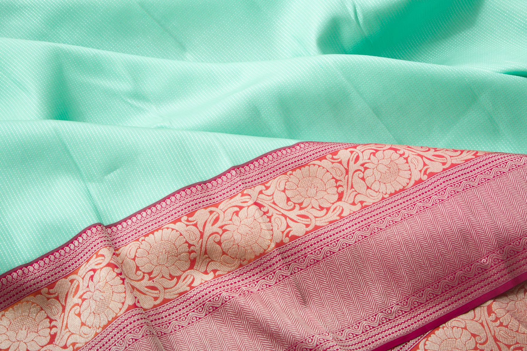 Kanchipuram Silk Brocade Sea Green Saree
