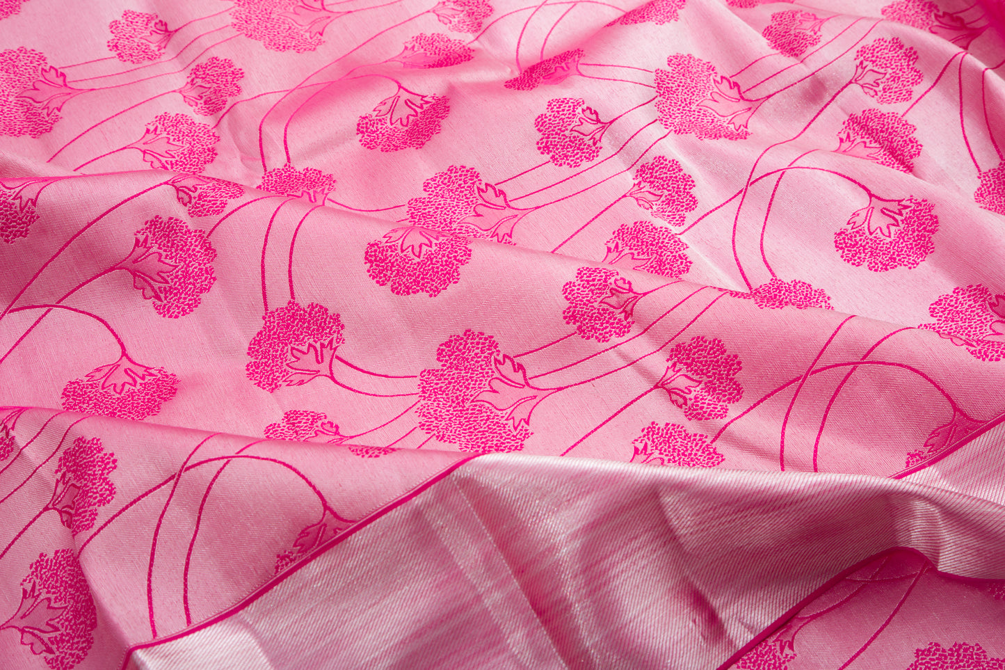 Taranga Kanchi Silk Tissue Jaal Pink Saree