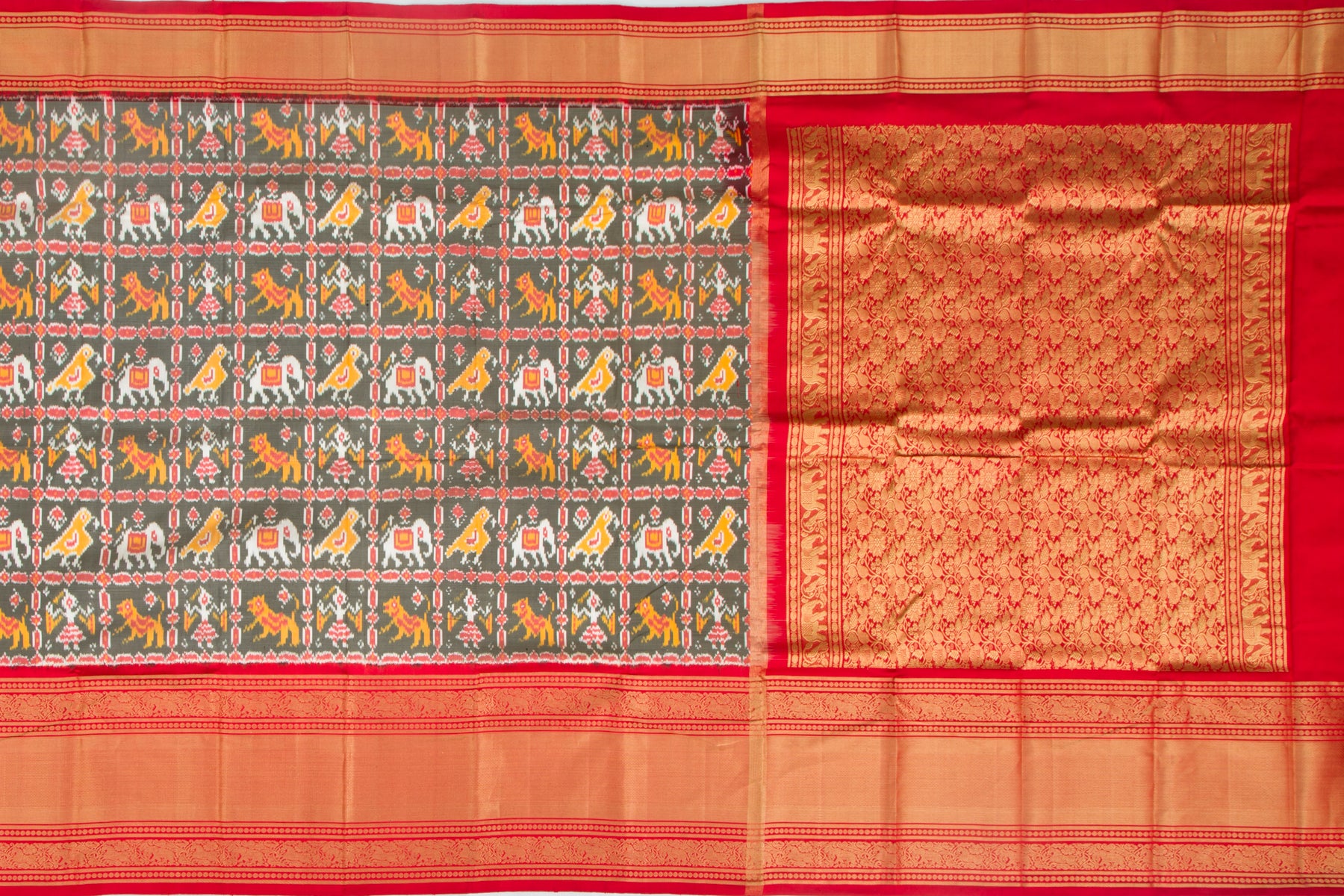 Kanchipuram Silk Ikat Grey Saree