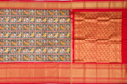 Kanchipuram Silk Ikat Grey Saree