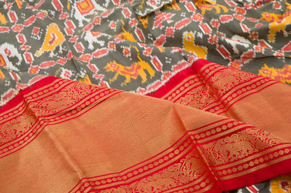 Kanchipuram Silk Ikat Grey Saree