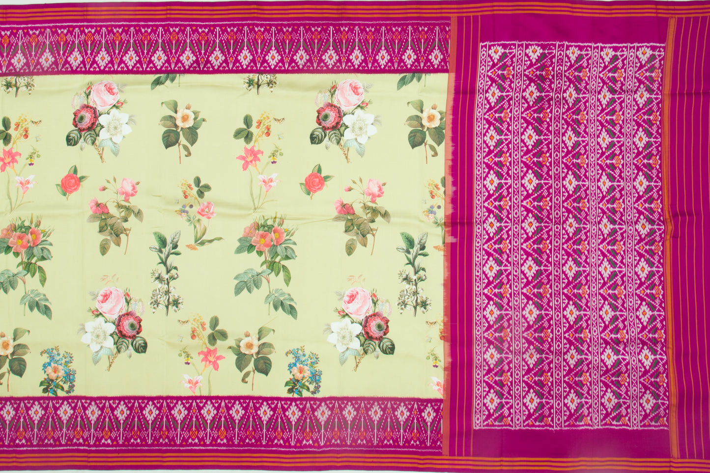 Pochampally Silk Ikat Printed Pastel Green Saree