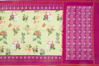 Pochampally Silk Ikat Printed Pastel Green Saree