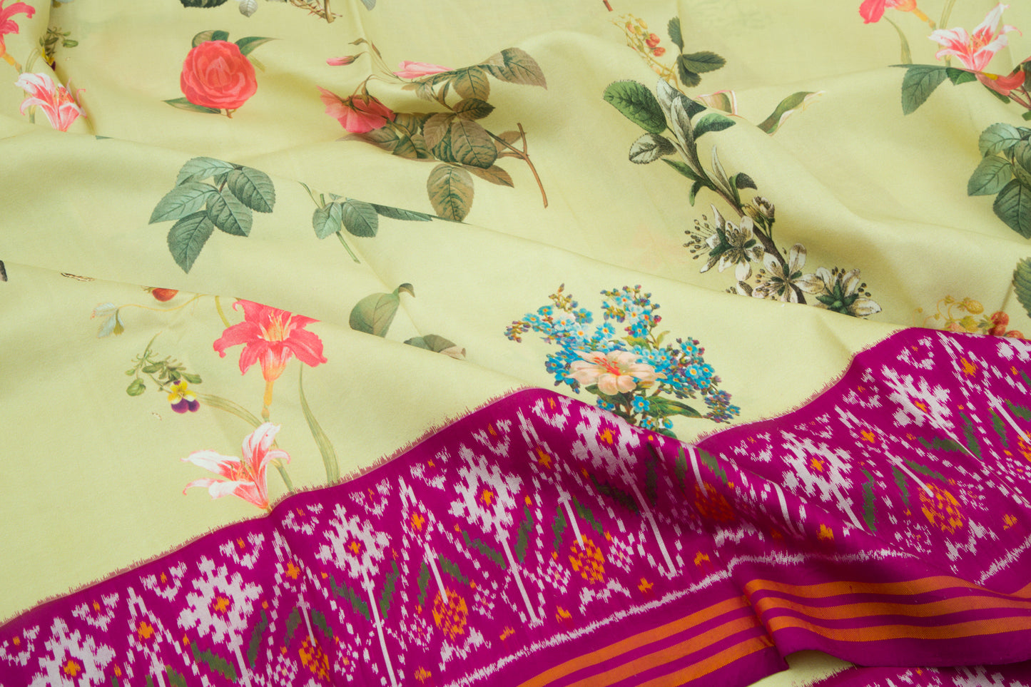 Semi Patan Patola Silk Ikat Printed Pastel Green Saree