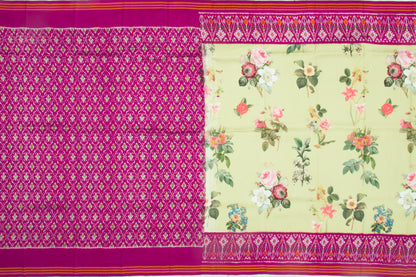 Semi Patan Patola Silk Ikat Printed Pastel Green Saree