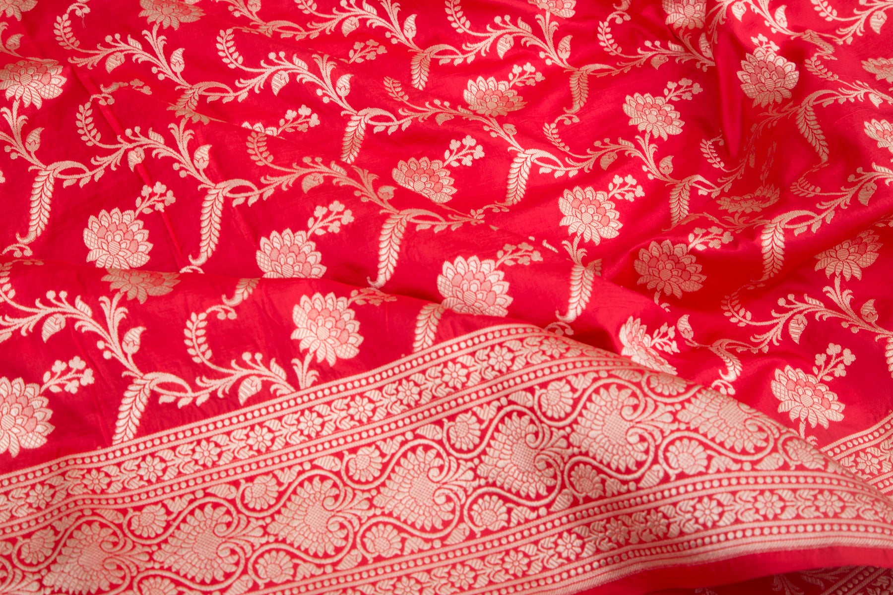 Banarasi Silk Jaal Red Saree