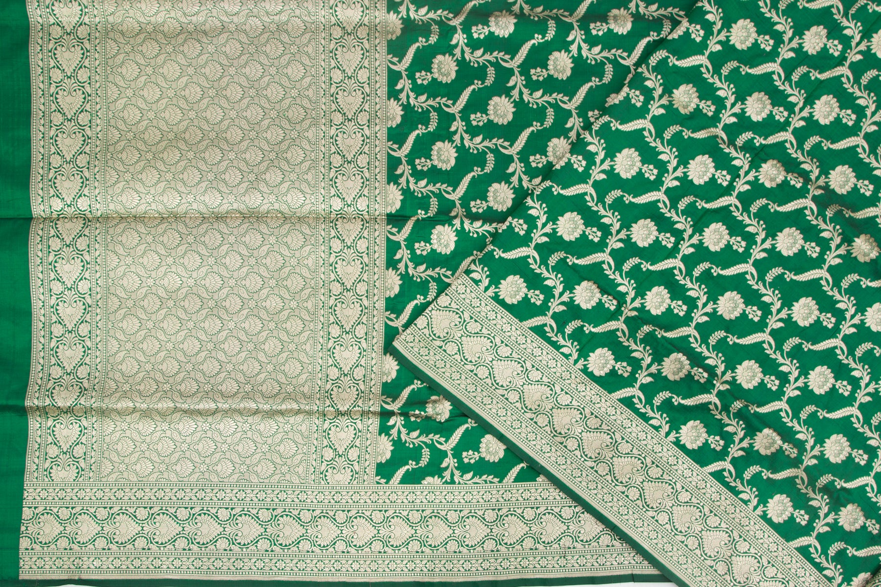 Banarasi Silk Jaal Green Saree