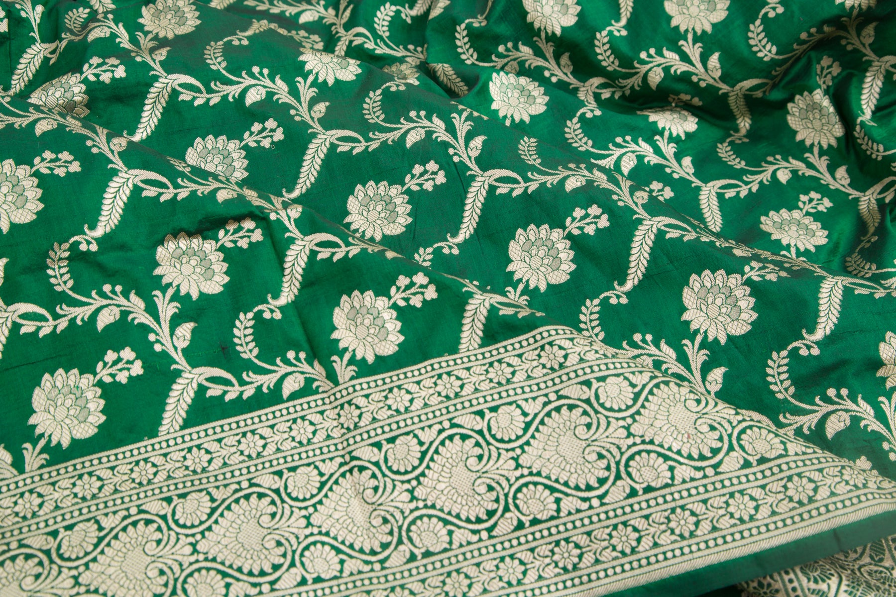 Banarasi Silk Jaal Green Saree