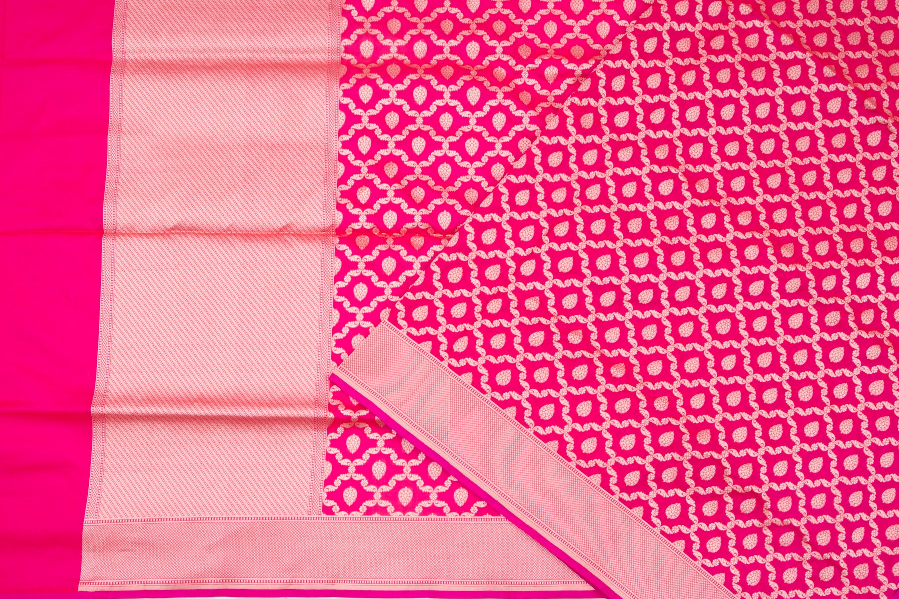 Banarasi Silk Jaal And Butta Pink Saree