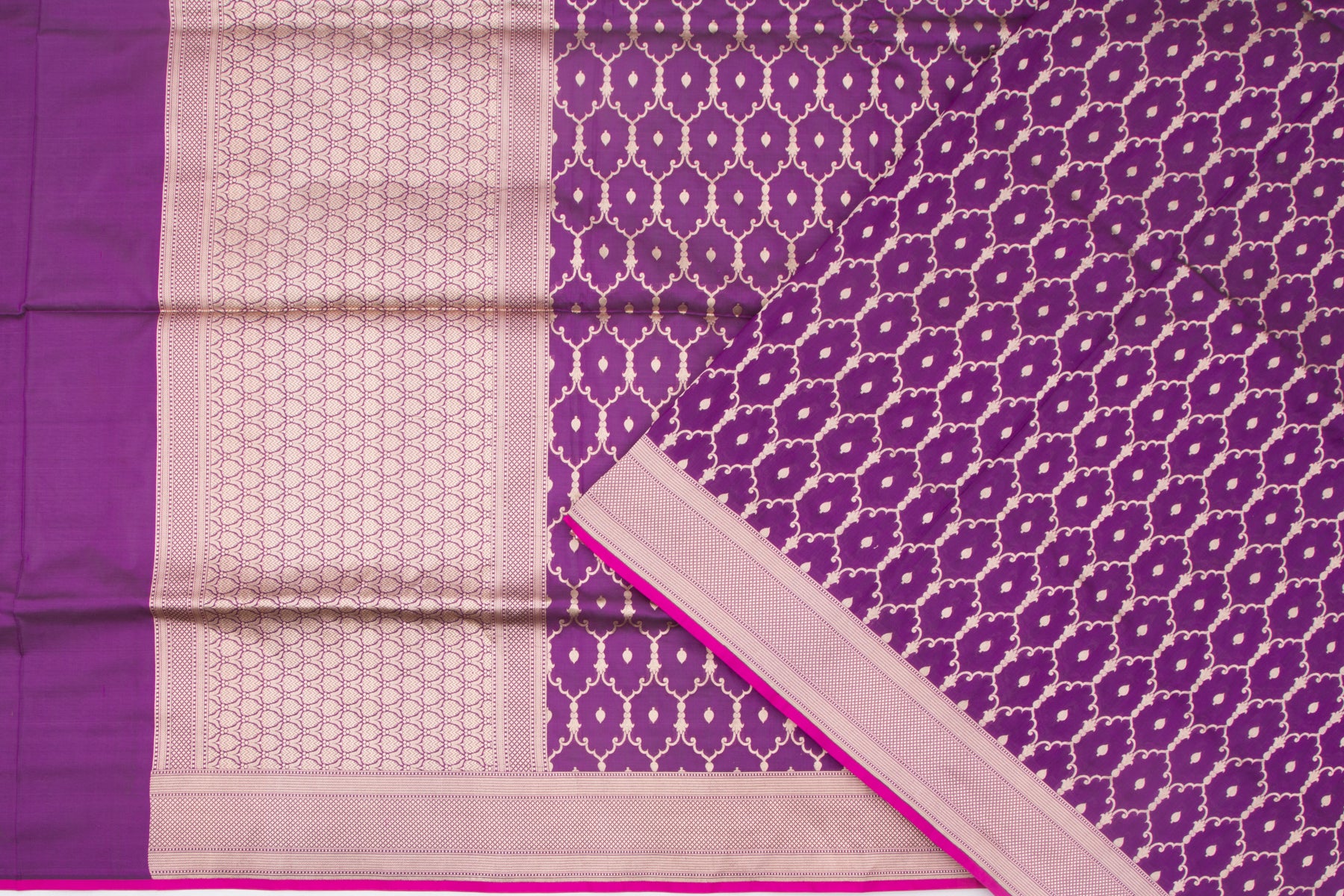 Banarasi Silk Jaal And Butta Purple Saree