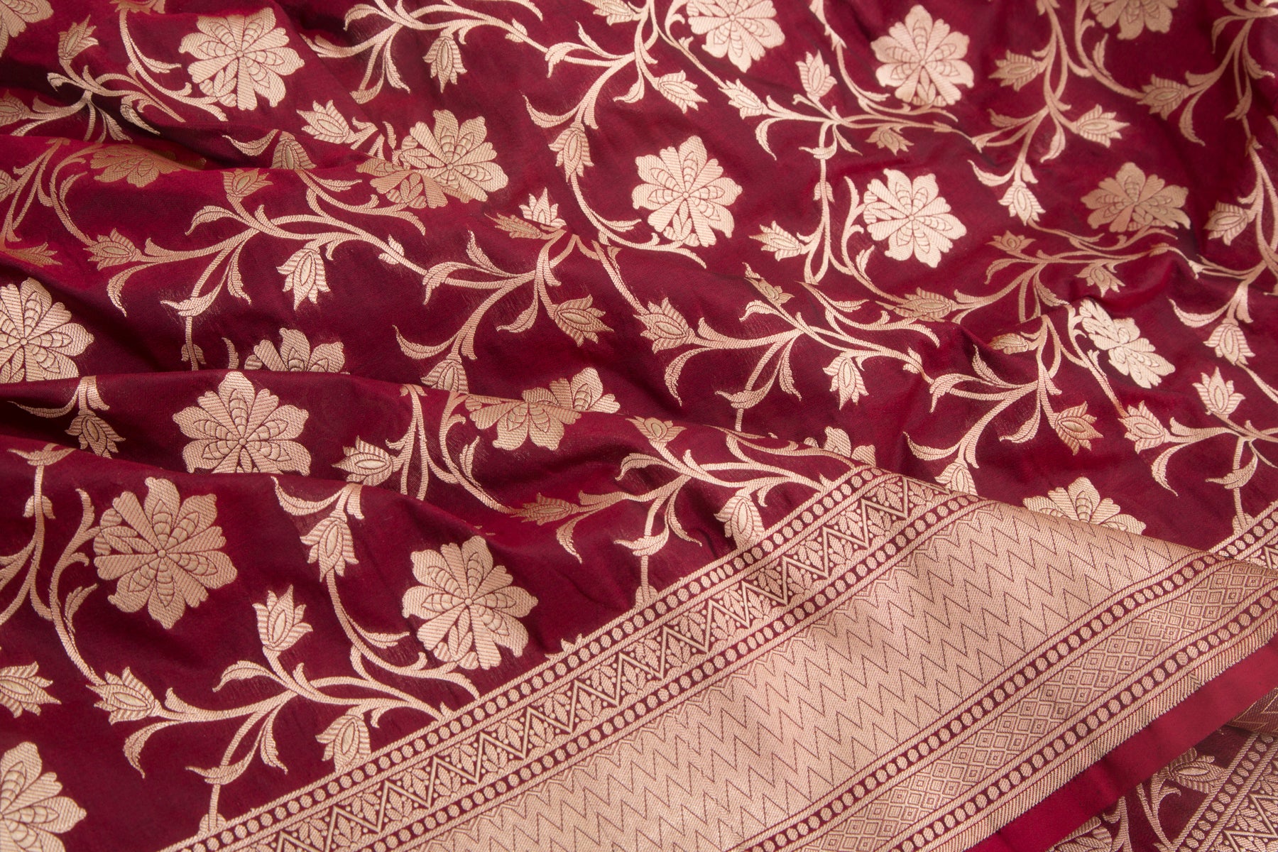 Banarasi Silk Jaal Maroon Saree