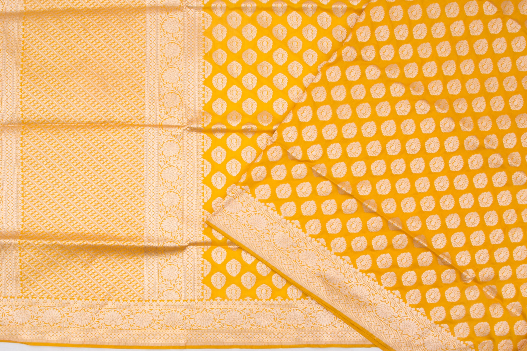 Banarasi Silk Brocade Yellow Saree