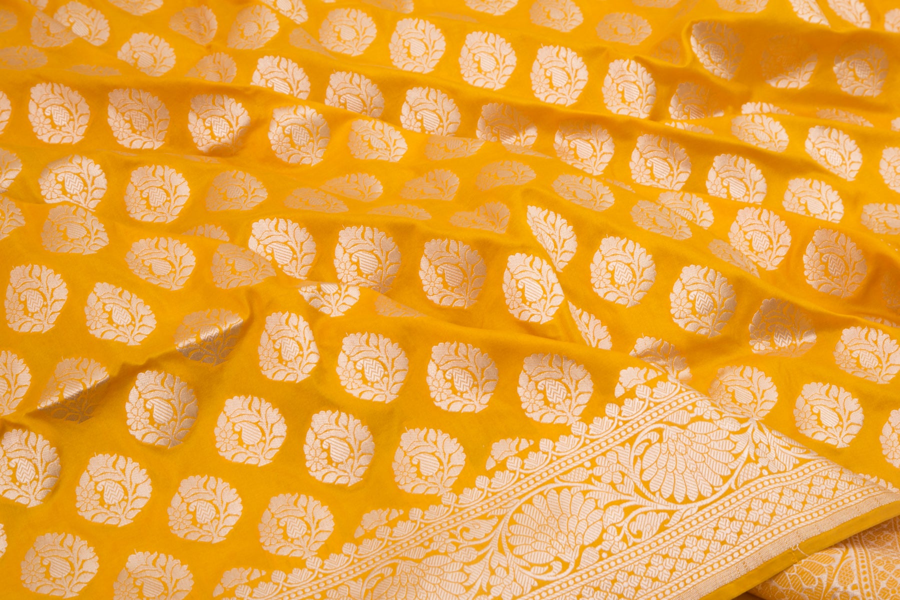 Banarasi Silk Brocade Yellow Saree