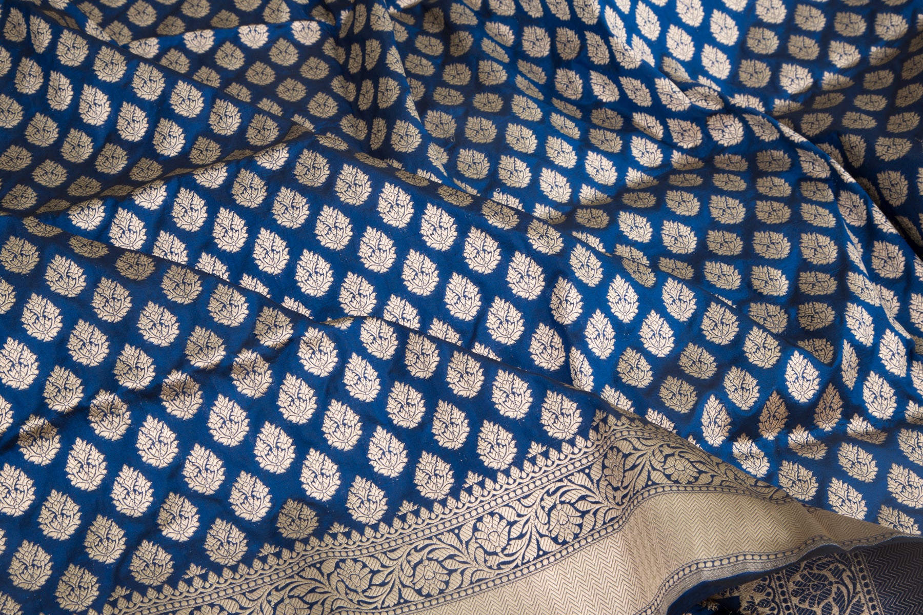 Banarasi Silk Brocade Dark Blue Saree