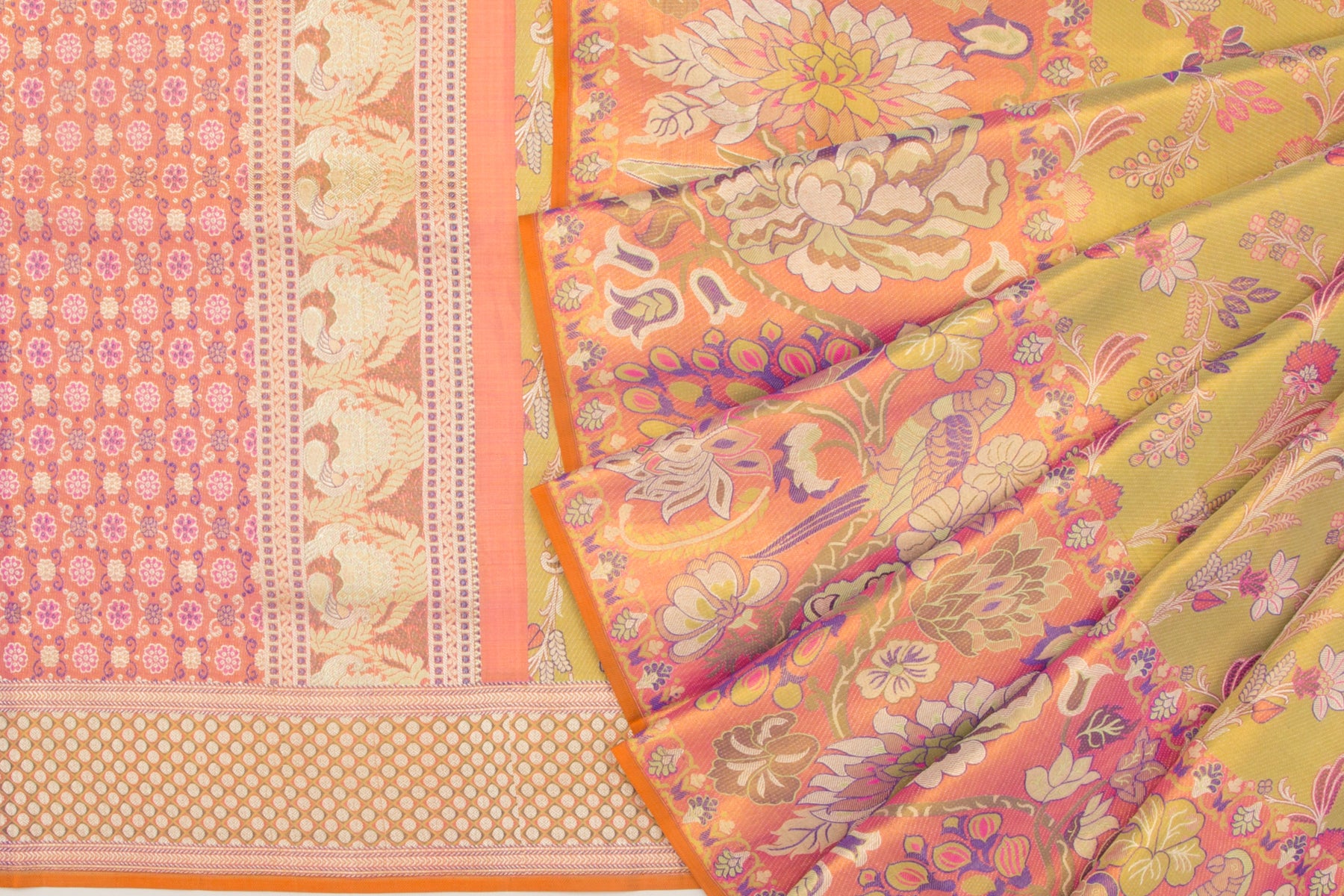 Kanchipuram Silk Tissue Brocade Green Saree