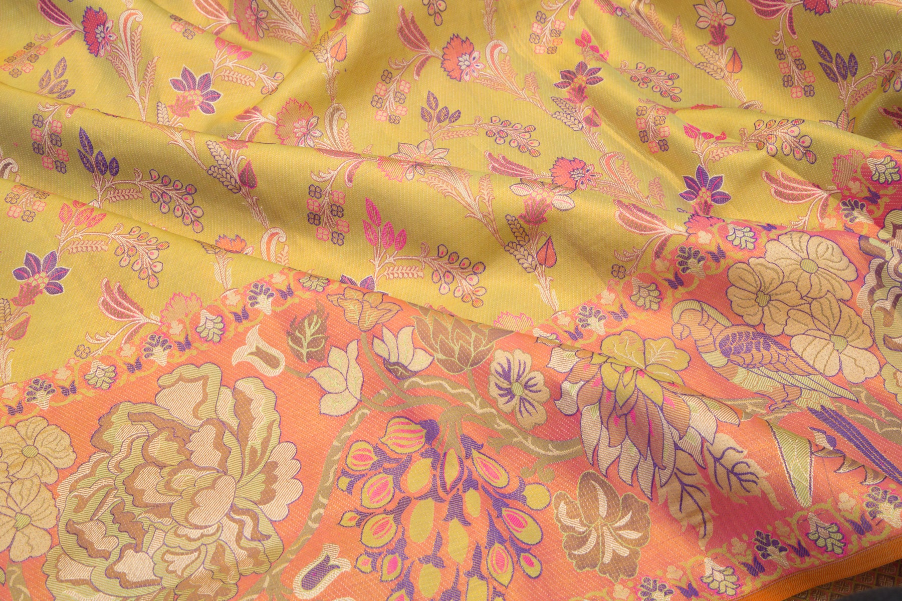 Kanchipuram Silk Tissue Brocade Green Saree