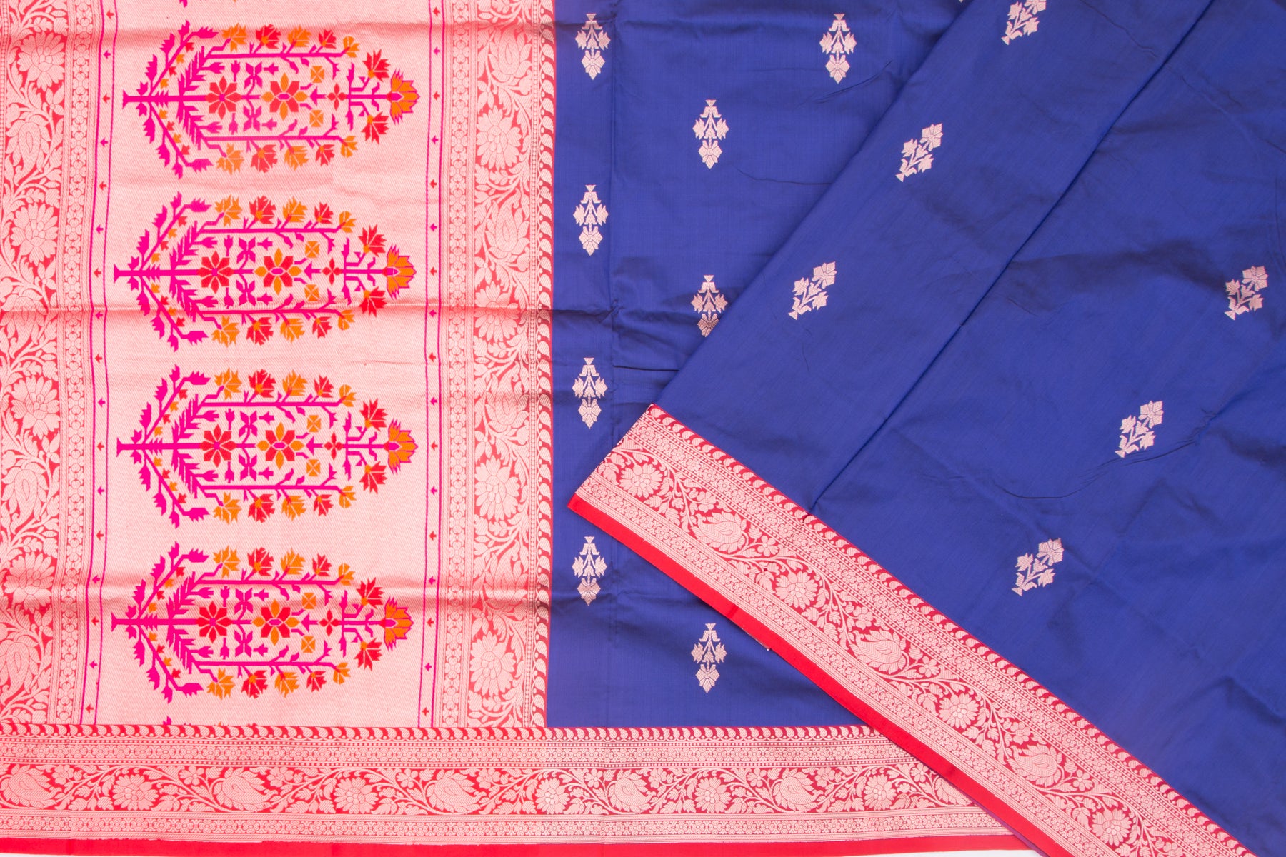 Banarasi Katan Silk Butta Royal Blue Saree