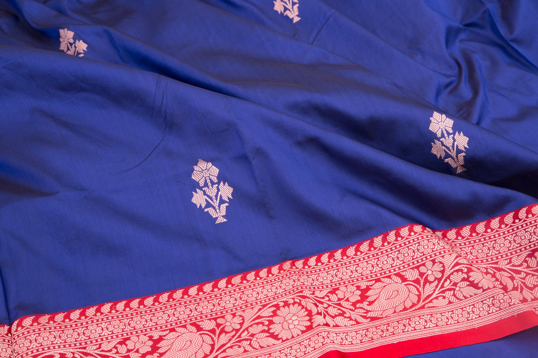 Banarasi Katan Silk Butta Royal Blue Saree